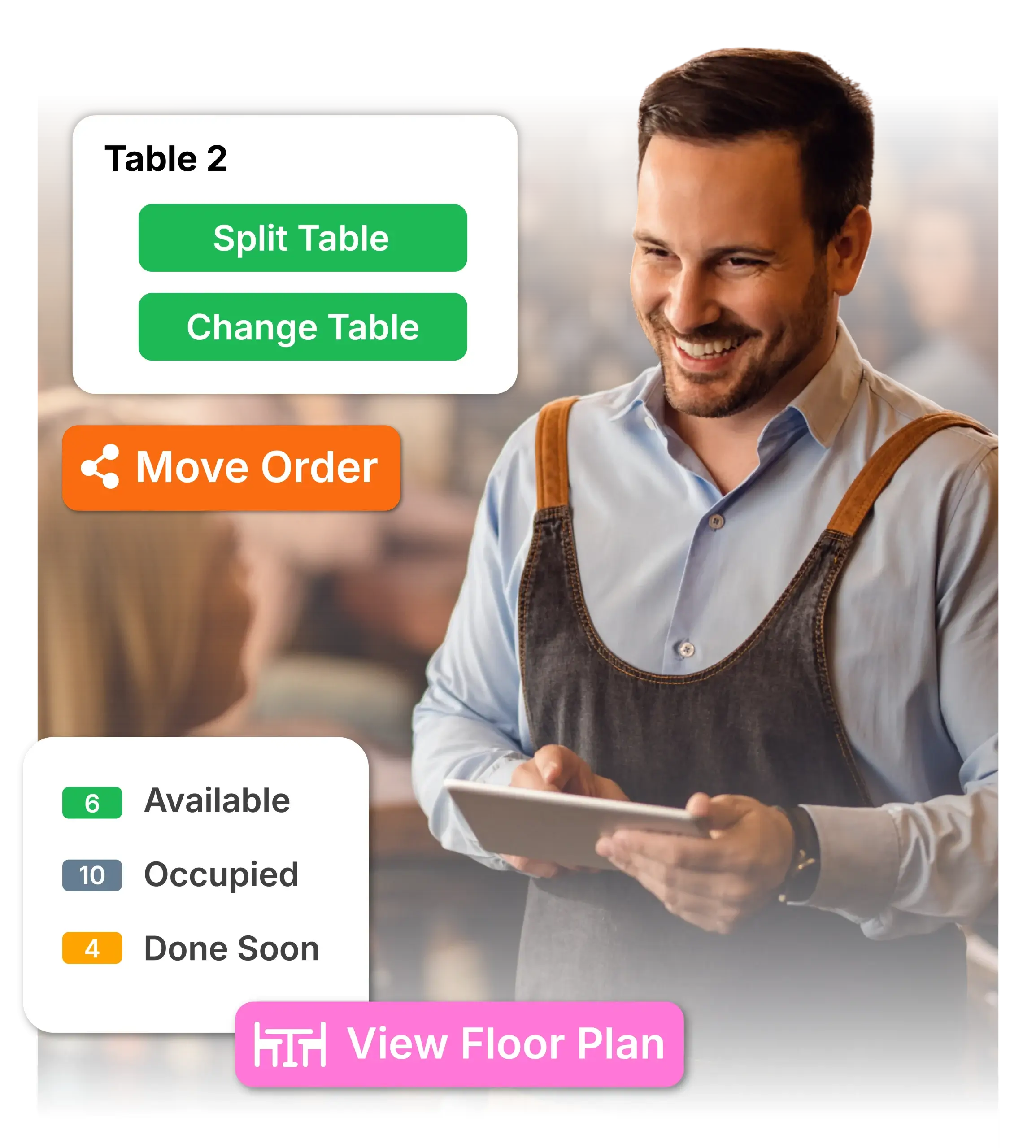 Waiter using tablet POS system